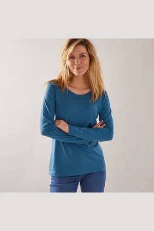 BLANCHEPORTE T-shirt Col Rond Manches Longues Uni