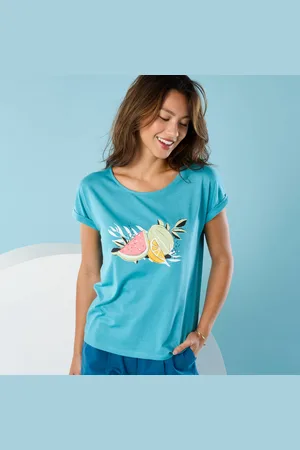 BLANCHEPORTE T-shirt Manches Courtes Imprimé Placé, Spécial Petites