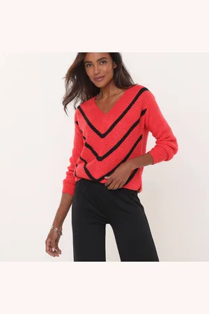 BLANCHEPORTE Pull Col V Rayé, Maille Anglaise Toucher Doux