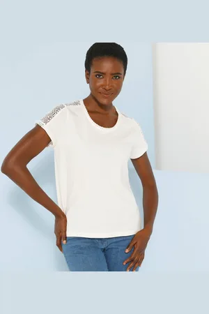 BLANCHEPORTE T-shirt Col Rond Dentelle