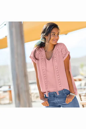 BLANCHEPORTE Blouse Macramé, Crépon Coton