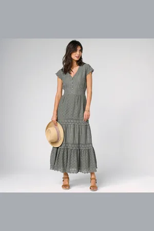 Lora Zellini Robe Longue Dentelle Macramé