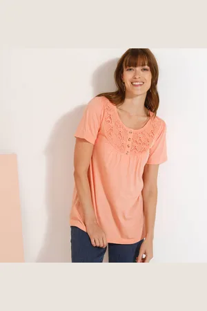 BLANCHEPORTE T-shirt Macramé Manches Courtes