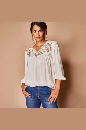 Lora Zellini Blouse Macramé Manches 3/4