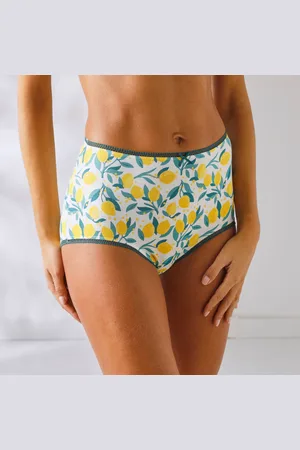 BLANCHEPORTE Culotte Maxi Coton Stretch Imprimé "citrons" - Lot De 4