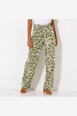 BLANCHEPORTE Pantalon Large Fluide, Imprimé Bicolore
