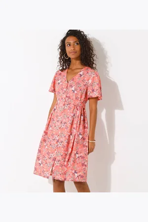 BLANCHEPORTE Robe Boutonnée Manches "papillon" Imprimée