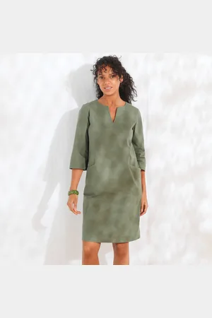 BLANCHEPORTE Robe Forme Housse Unie, Mélange Coton-lin