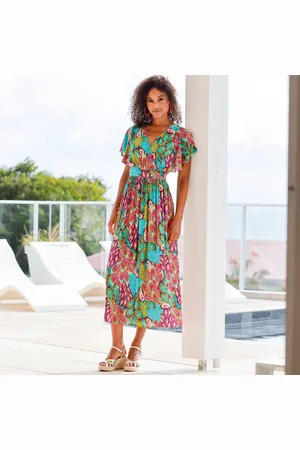 Lora Zellini Robe Volantée Cache-coeur Imprimée, Crépon