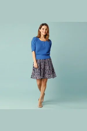 BLANCHEPORTE Jupe Courte Spécial Petites, Voile Imprimé