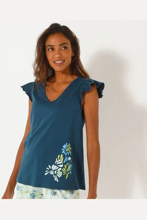 BLANCHEPORTE Haut De Pyjama Manches Courtes Imprimé Placé