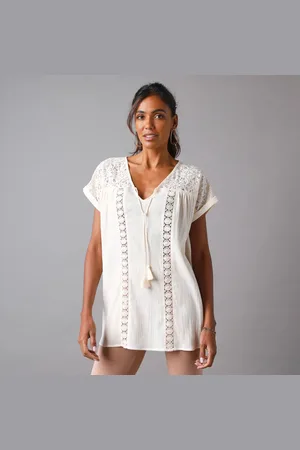 Lora Zellini Tunique Unie, Dentelle Et Crépon
