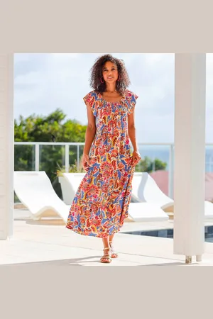 BLANCHEPORTE Robe Longue Volante e, Crépon Imprime