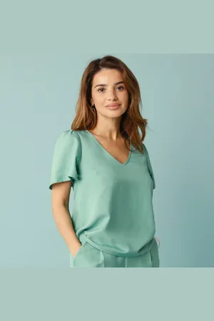 BLANCHEPORTE Blouse Manches Courtes Spécial Petites Crêpe Uni