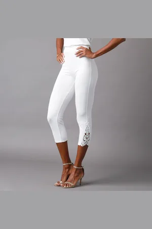 BLANCHEPORTE Legging 3/4 Macramé, Taille Élastiquée