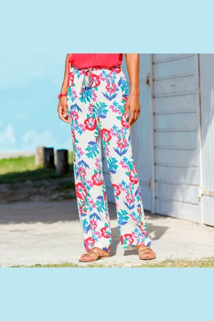 BLANCHEPORTE Pantalon Large Fluide, Imprimé