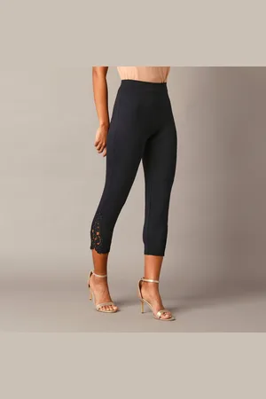 BLANCHEPORTE Legging 3/4 Macramé, Taille Élastiquée