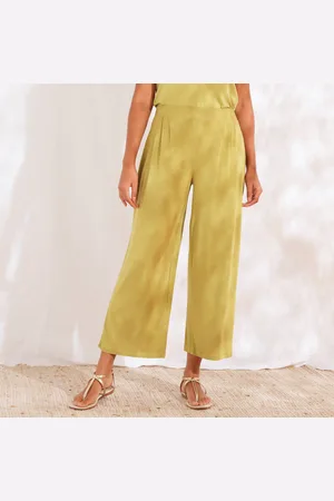 BLANCHEPORTE Pantalon Large 7/8ème, Taille Élastiquée, Maille Unie