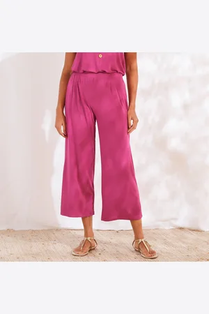 BLANCHEPORTE Pantalon Large 7/8ème, Taille Élastiquée, Maille Unie