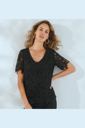 BLANCHEPORTE Blouse Col V Entièrement En Macramé
