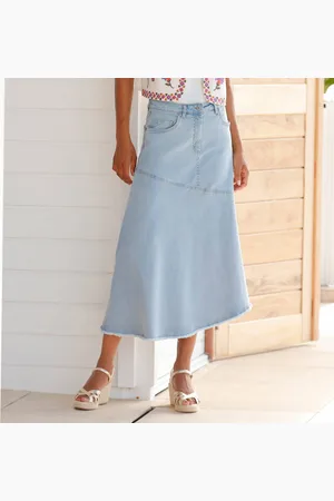 BLANCHEPORTE Jupe En Jean, Coupe Asymétrique