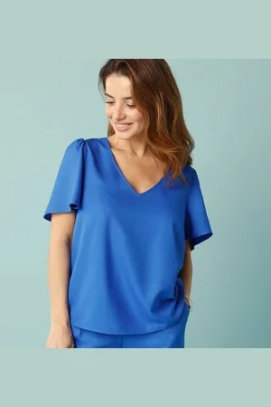 BLANCHEPORTE Blouse Manches Courtes Spécial Petites Crêpe Uni