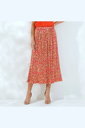 BLANCHEPORTE Jupe Plissée Satin Imprimé