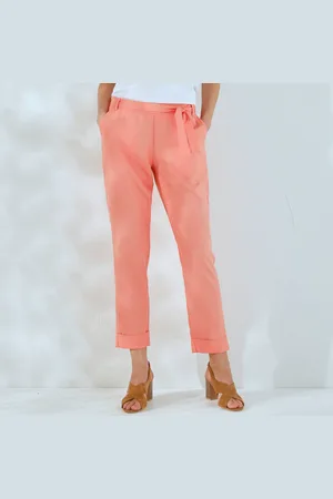 Lora Zellini Pantalon 7/8ème Fuselé Uni, Tissu Fluide