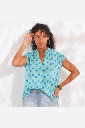 BLANCHEPORTE Blouse Sans Manches Imprimée, Crépon