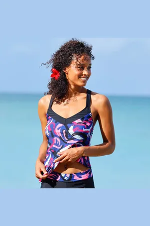 BLANCHEPORTE Haut De Tankini Imprimé Dos Croisé Lohena, Coques Moulées