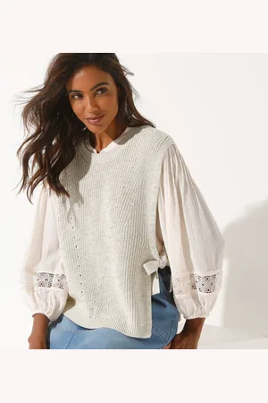 BLANCHEPORTE Pull Sans Manches, Nouettes Côtés
