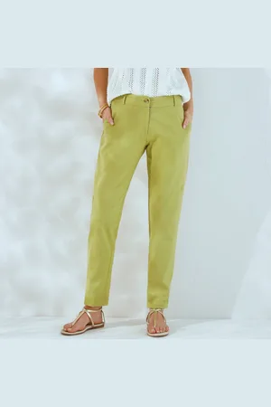 BLANCHEPORTE Pantalon Coupe Mom Coton-lin Uni