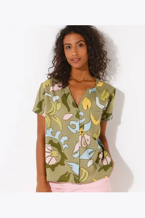 BLANCHEPORTE Chemisier Viscose Imprimé Multicolore, Manches Courtes