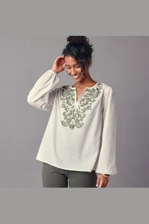 Lora Zellini Blouse Brodée Manches Blousantes