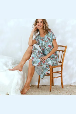 BLANCHEPORTE Chemise De Nuit Longue Imprimée Manches Courtes - Coton Modal