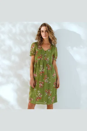 BLANCHEPORTE Robe Courte Imprimé Floral, Voile Fils Brillants