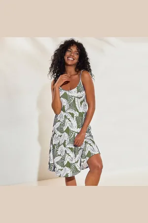 BLANCHEPORTE Robe En Maille, Imprimé Tropical