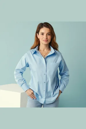 BLANCHEPORTE Chemise Oversize Spécial Petites, Manches Longues, Popeline