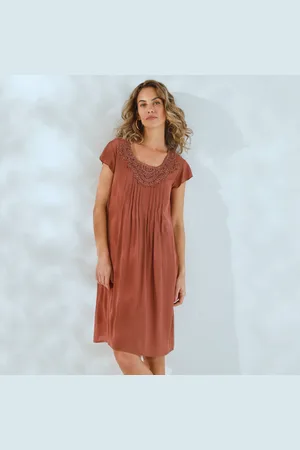 BLANCHEPORTE Robe Décolleté Macramé Unie