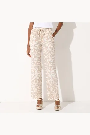 BLANCHEPORTE Pantalon Large Fluide, Imprimé Bicolore