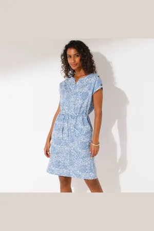 BLANCHEPORTE Robe Imprimée Boutonnée Épaules