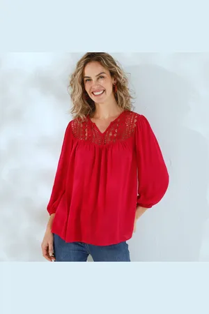 Lora Zellini Blouse Macramé Manches 3/4