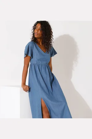 BLANCHEPORTE Robe Longue Manches Papillons, Jean