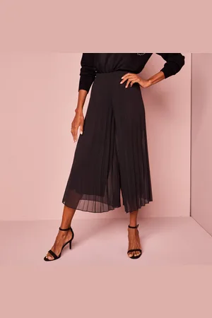 BLANCHEPORTE Pantacourt Taille Élastiquée, Voile Plissé