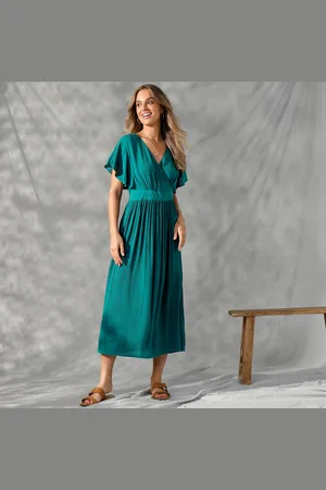 BLANCHEPORTE Robe Volantée Cache-coeur Unie, Crépon