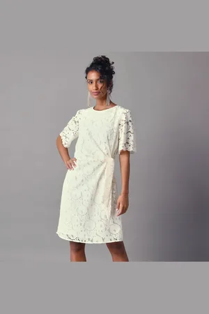 Lora Zellini Robe Drapée Dentelle, Manches Papillon