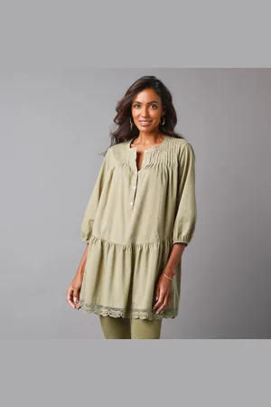 Lora Zellini Tunique Macramé Manches 3/4