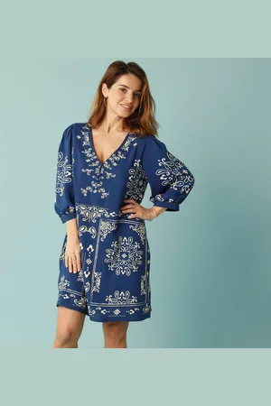BLANCHEPORTE Robe Évasée Spécial Petites, Imprimé Bicolore