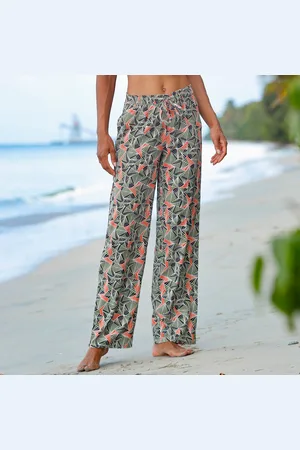 BLANCHEPORTE Pantalon Fluide Imprimé, Taille Élastiquée
