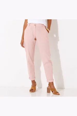 BLANCHEPORTE Pantalon Coupe Mom Coton-lin Uni